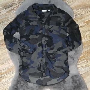 Closing Closing! EUC Sheer Camo button down